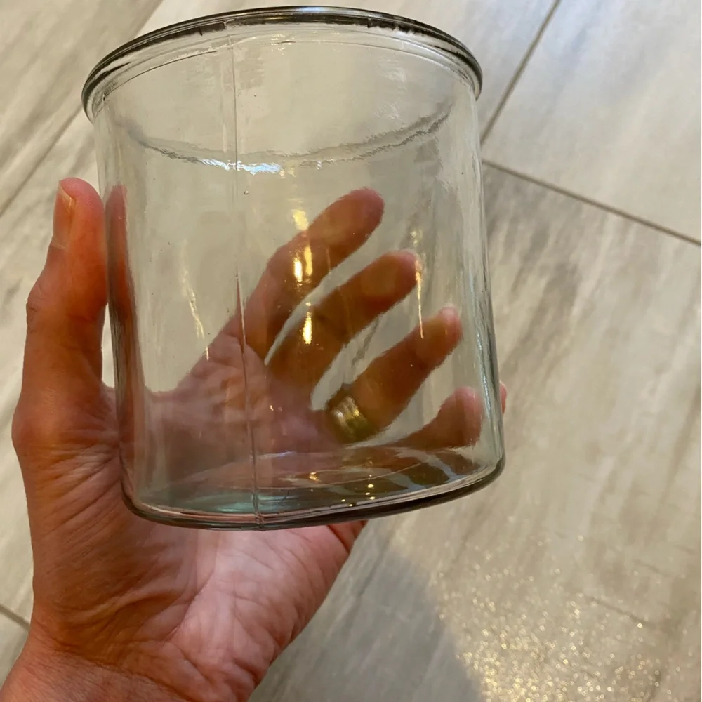 Bundle of Clear Round and Light Green Circular Textured Glass Vases